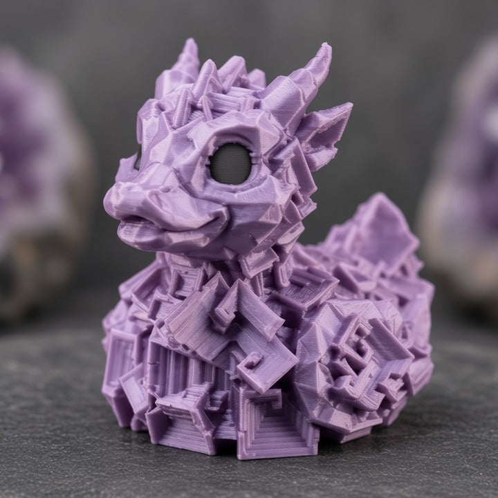 Bismuth Crystal Dragon Duck - 45-degree front-left view