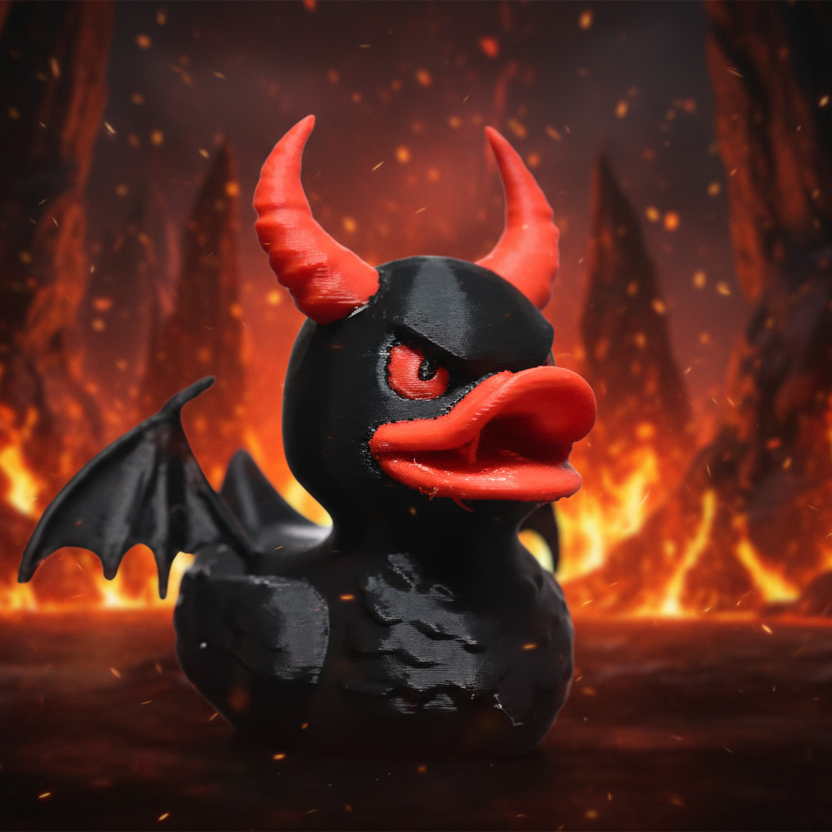 Demon Duck - Front View with Hellish Background