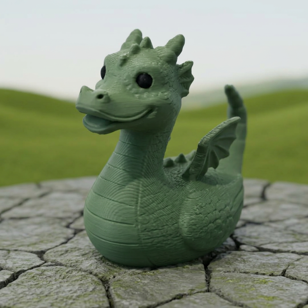 Big Dragon Duck camera-facing three-quarter view on stone