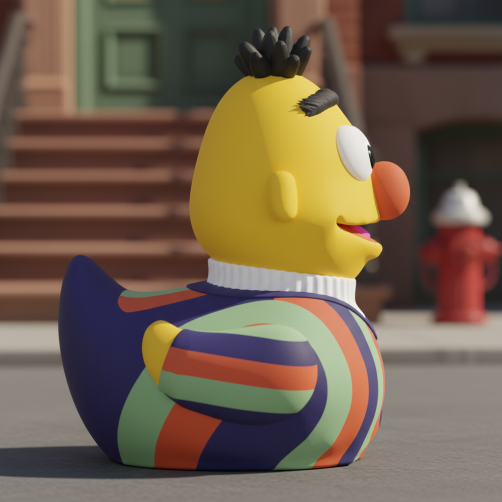 Bert duck collectible, left side view