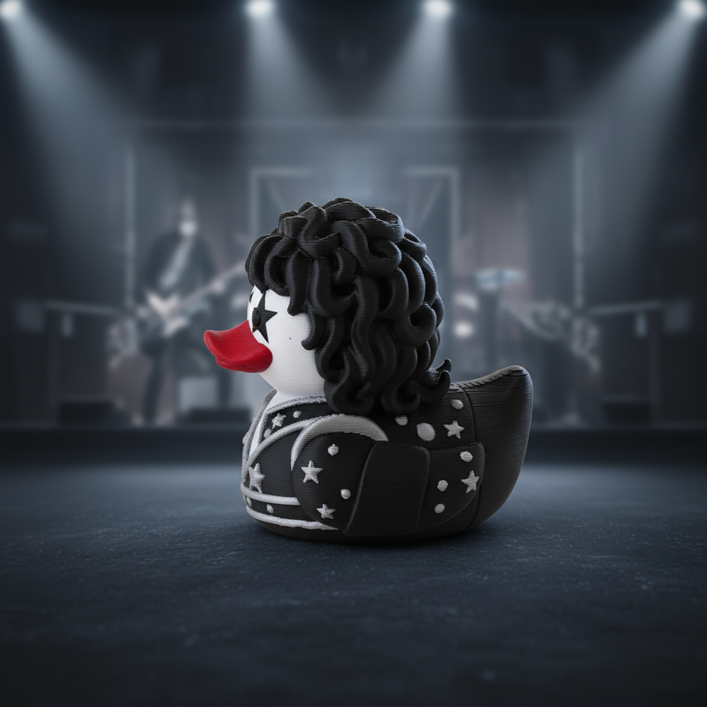 Left-side view of Starchild-inspired collectible duck