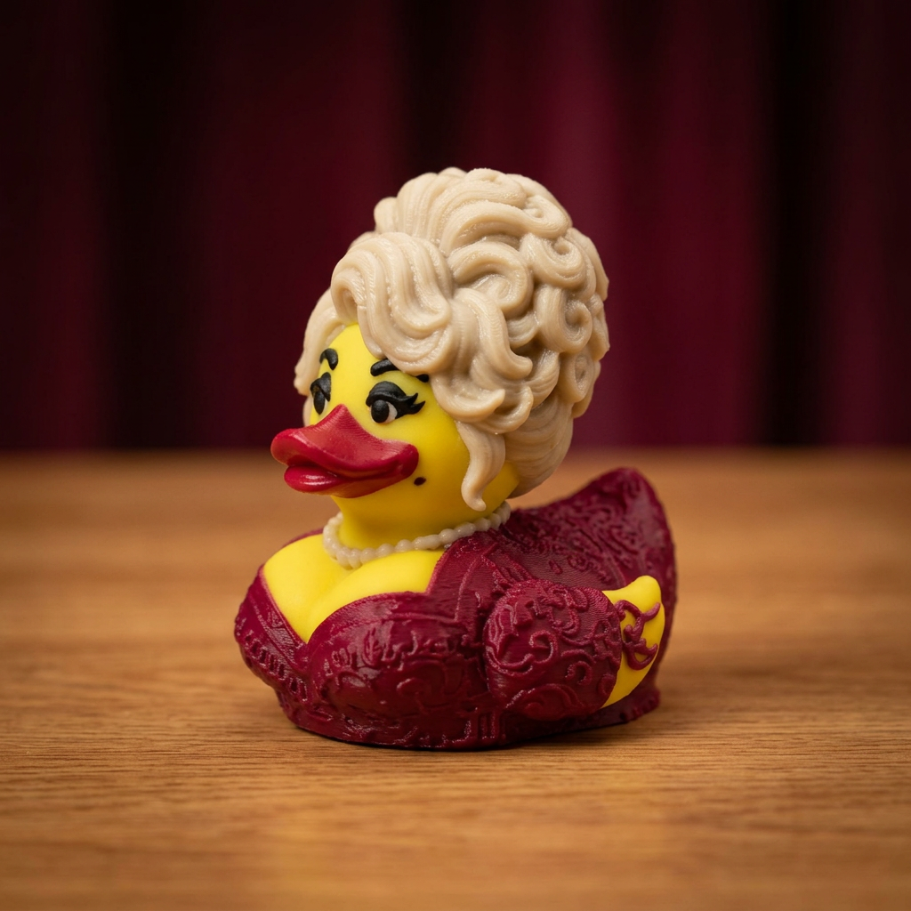 Ducky Parton-Inspired Duck camera-facing three-quarter view