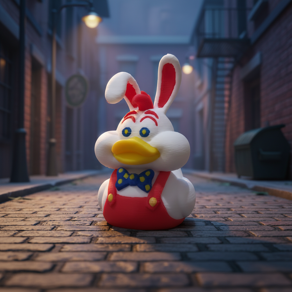 Front view of Roger Rabbit-inspired 3D printed duck