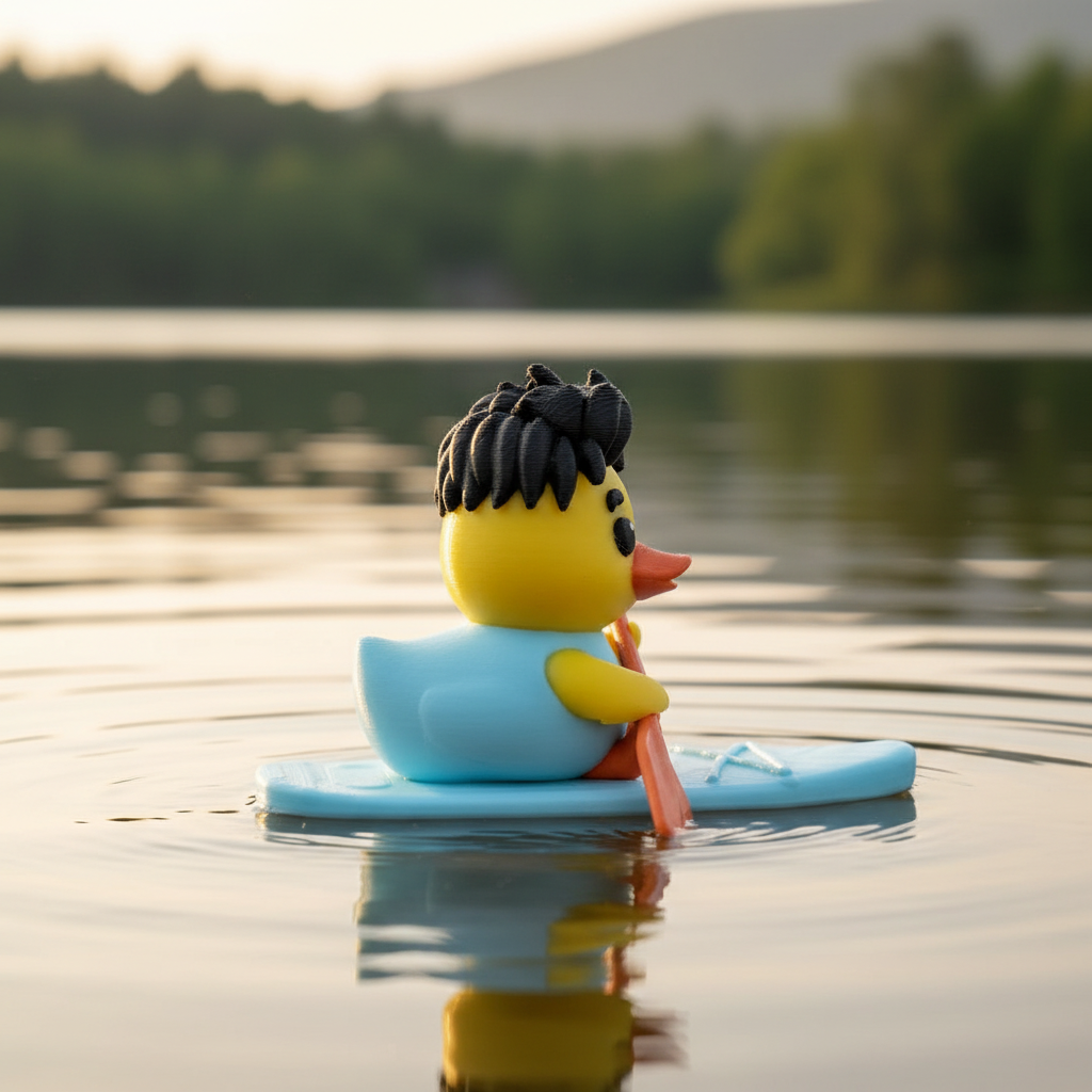 Paddleboard Duck left-side profile on a calm lake