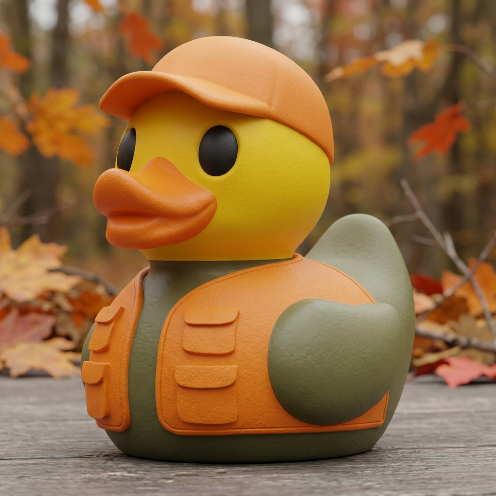Hunter Duck camera-facing three-quarter view with autumn woodland background