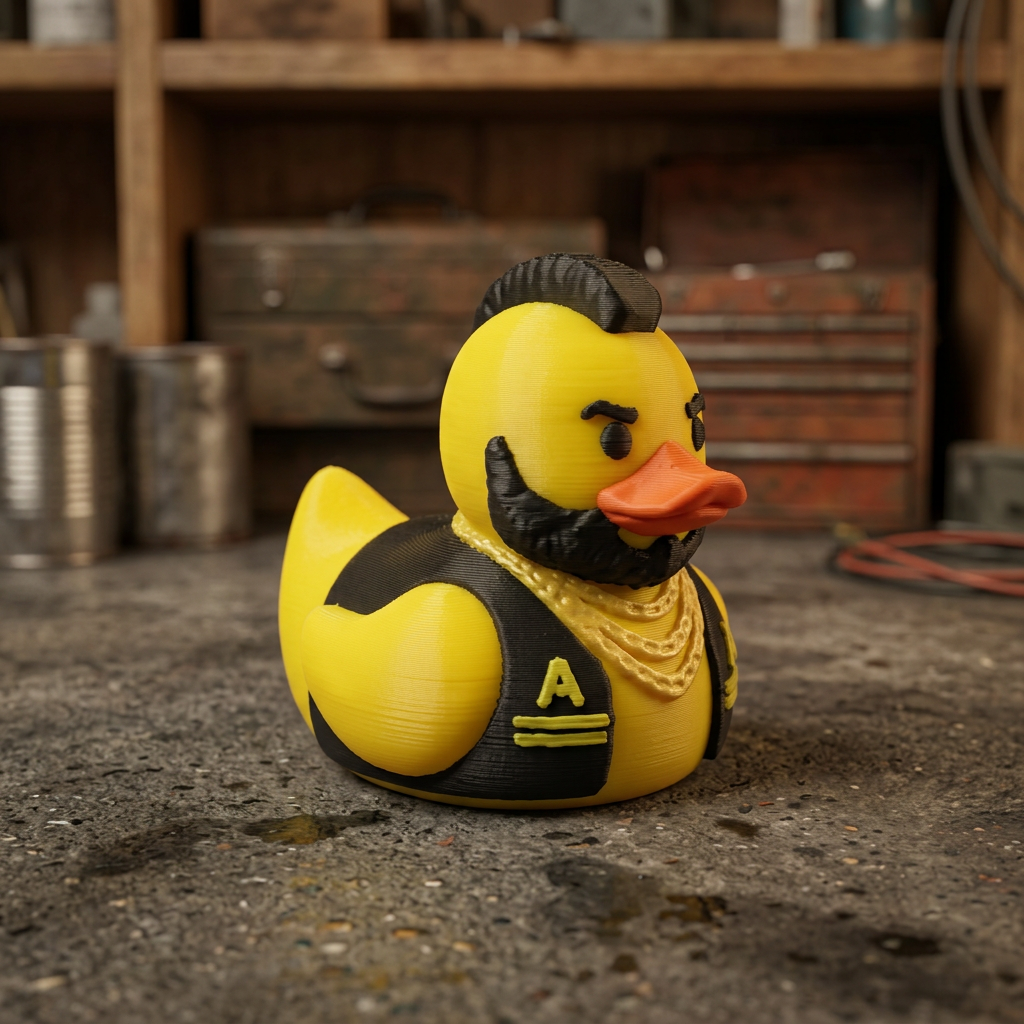 Mr. T-inspired duck, camera-facing three-quarter view