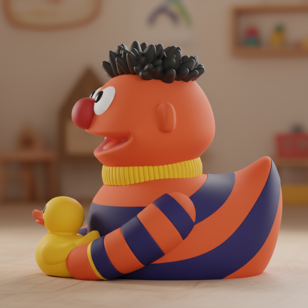 Ernie-inspired collectible duck left-side view