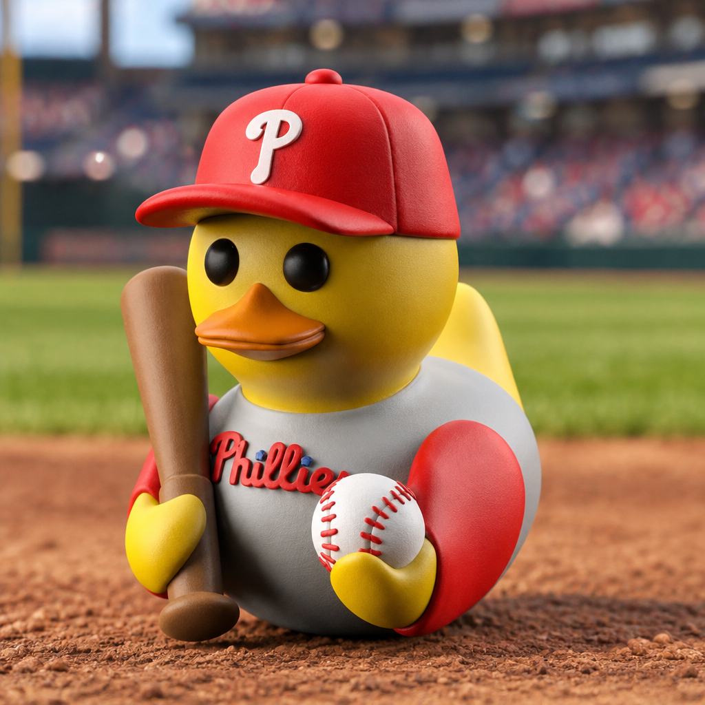 Philadelphia Phillies baseball duck, camera-facing view