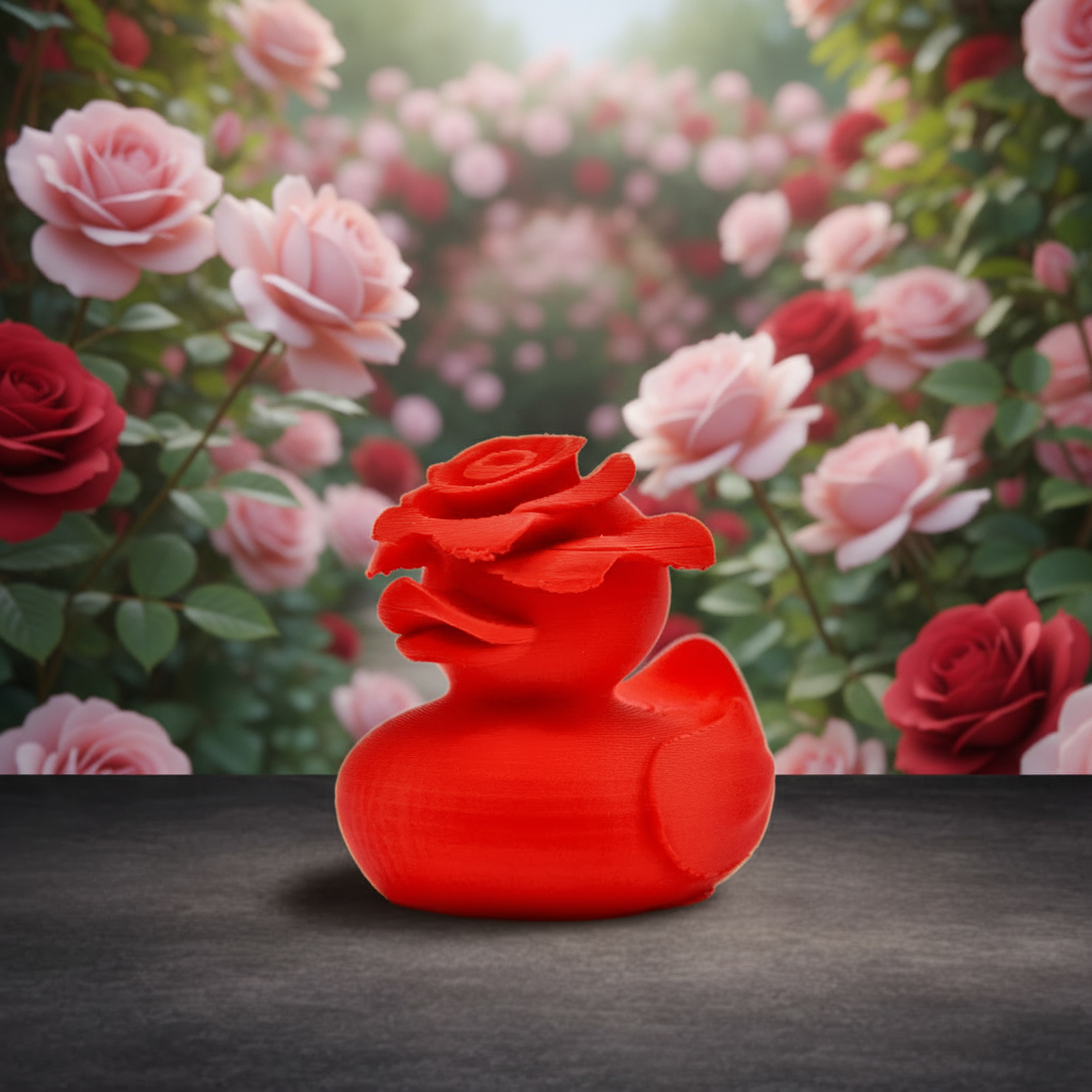 Rose Duck - Front View with Rose Garden