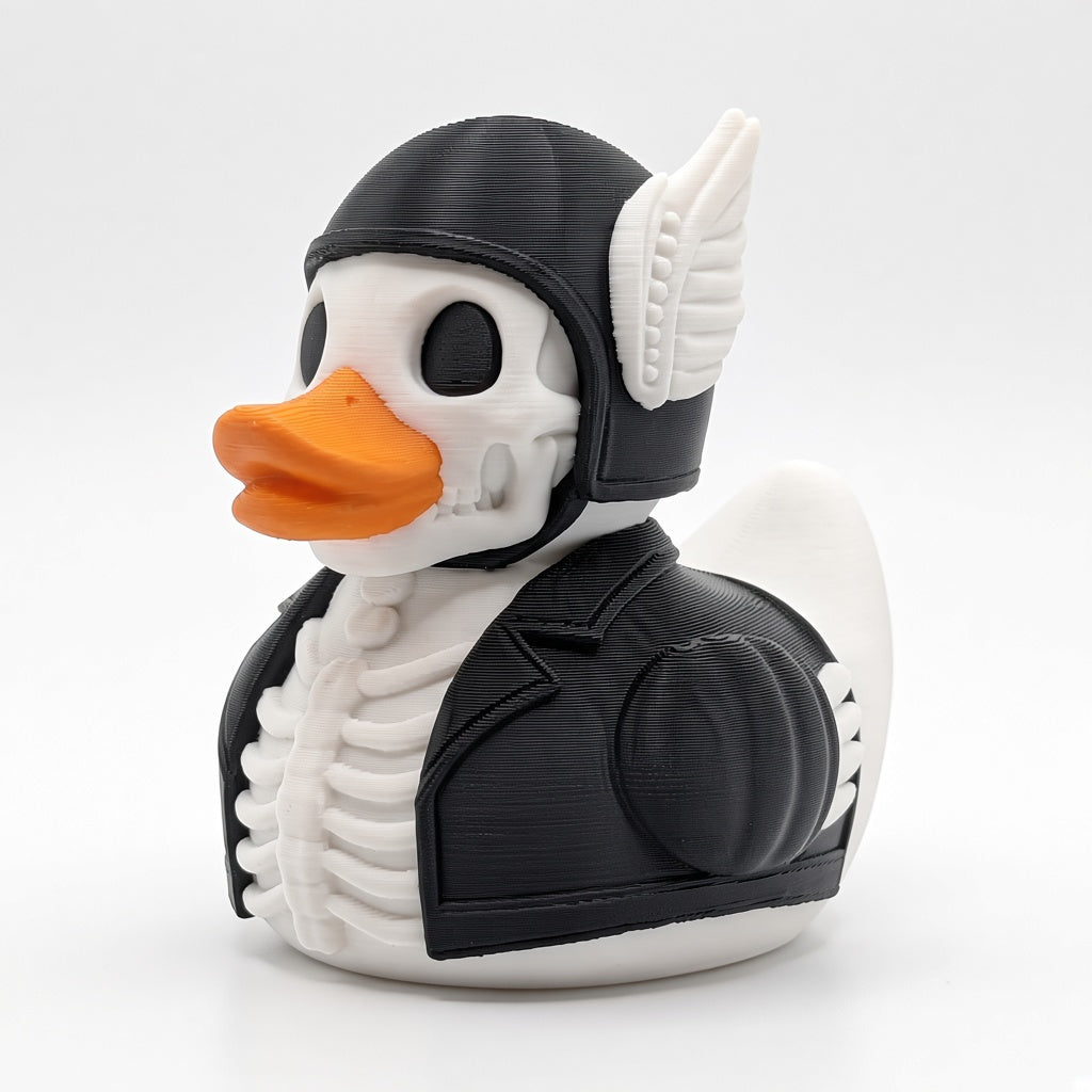 Skeleton Biker Duck - 45 degree view